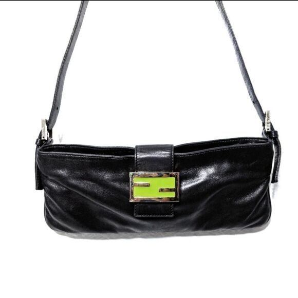 FENDI Black Napa Leather Slim Crossbody Bag - Picture 1 of 14